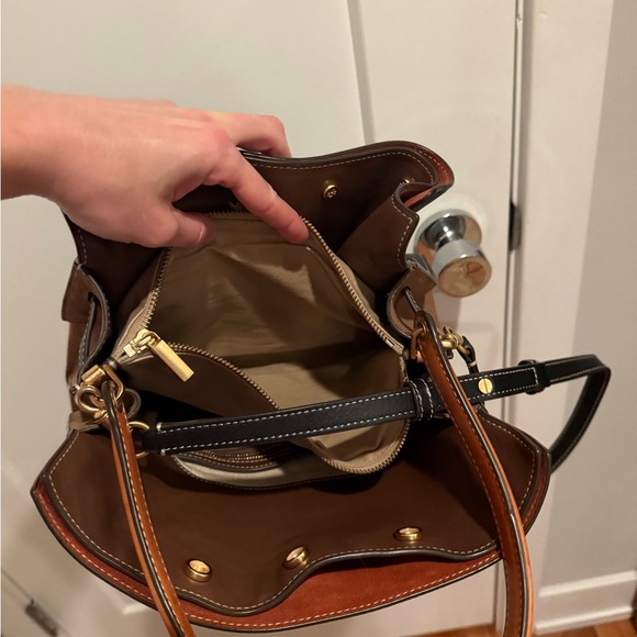 Tory Burch Lee Radziwill Black and Brown Shoulder Bag - Picture 11 of 14